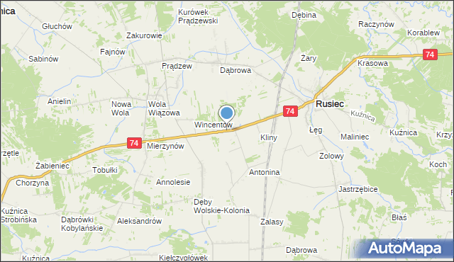 mapa Dęby Antonińskie, Dęby Antonińskie na mapie Targeo